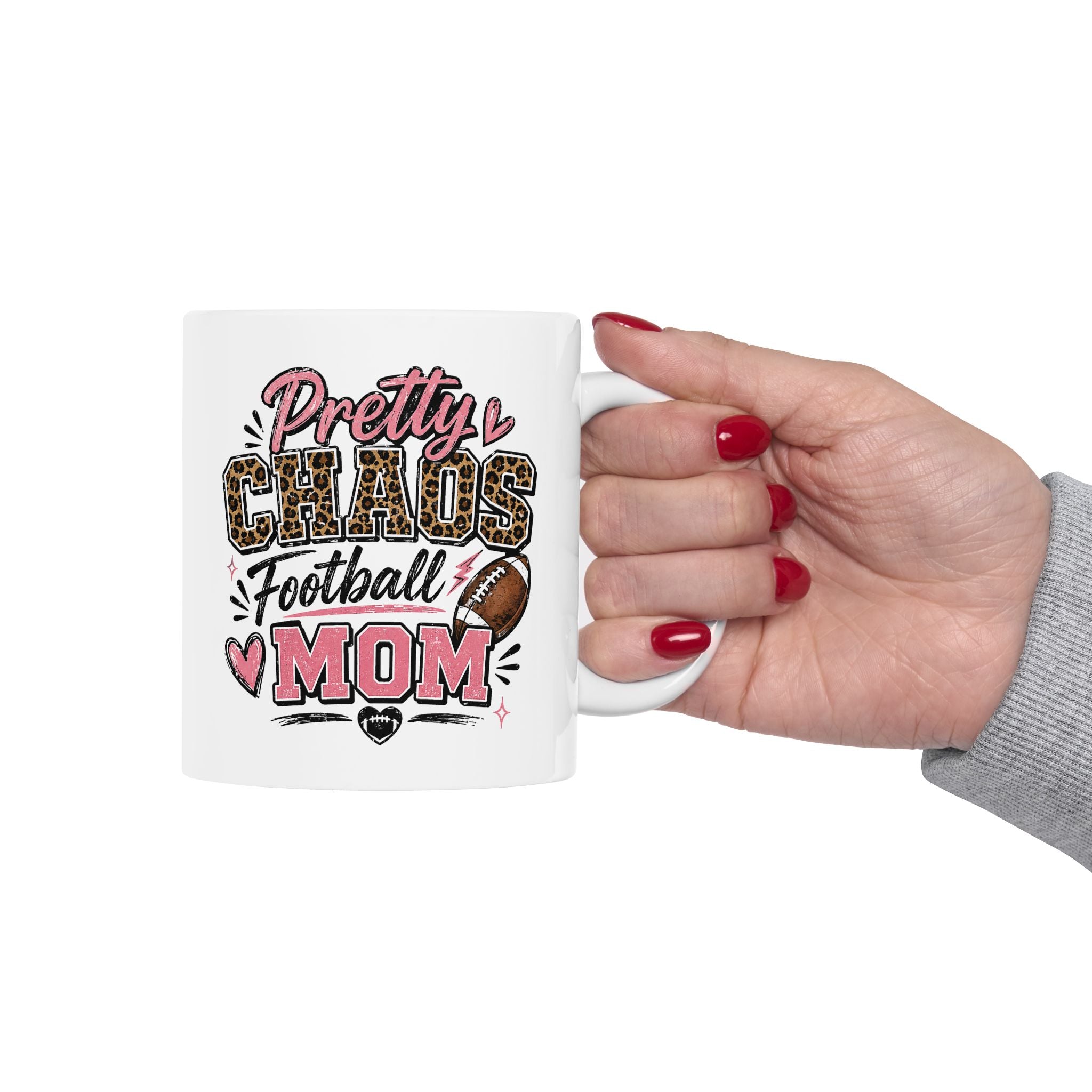 Ceramic Mug — "Pretty Chaos Football Mom" Coffee Mug