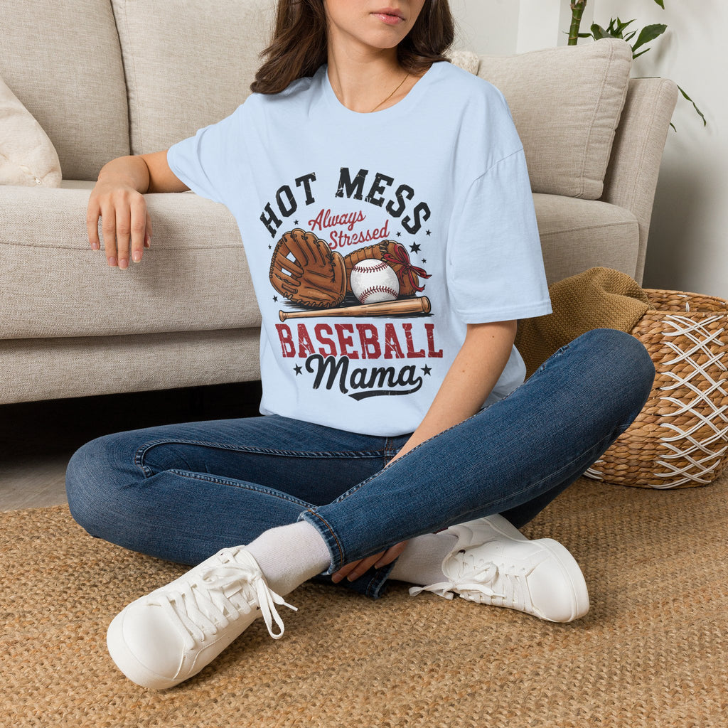 Hot Mess Baseball Mom - Softstyle T-Shirt