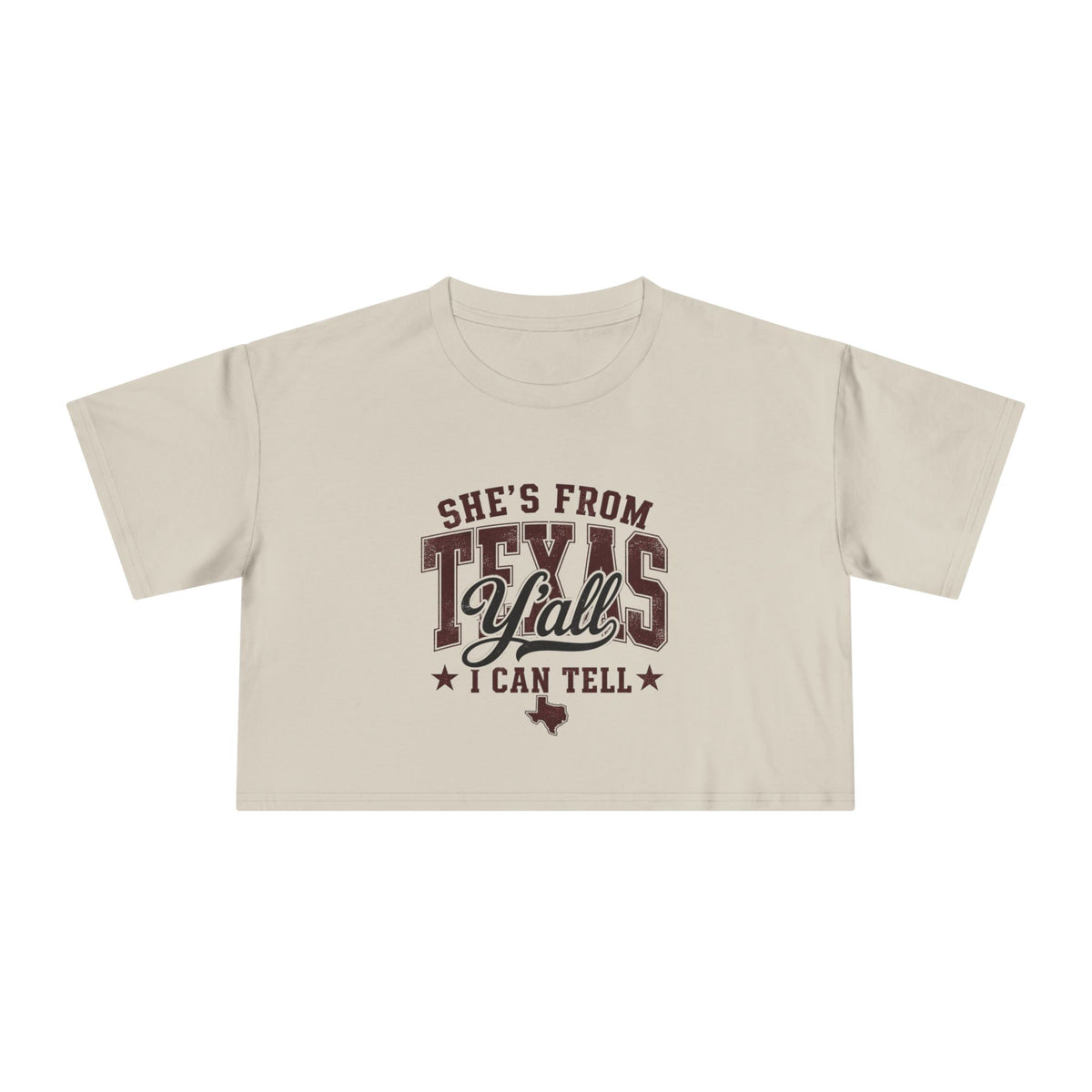 She’s From Texas - Maroon Crop Tee