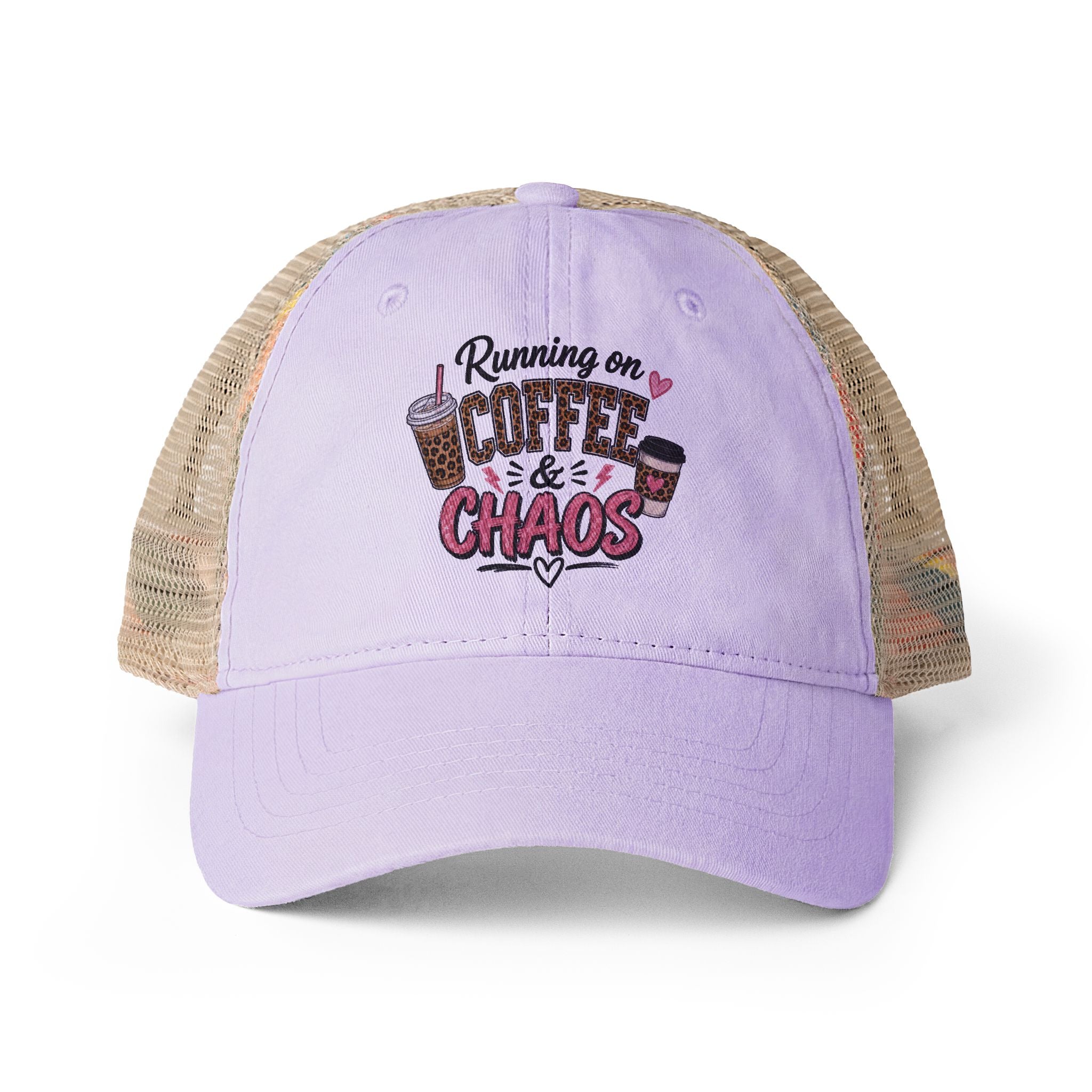 "Running On Coffee & Chaos" Mesh Hat