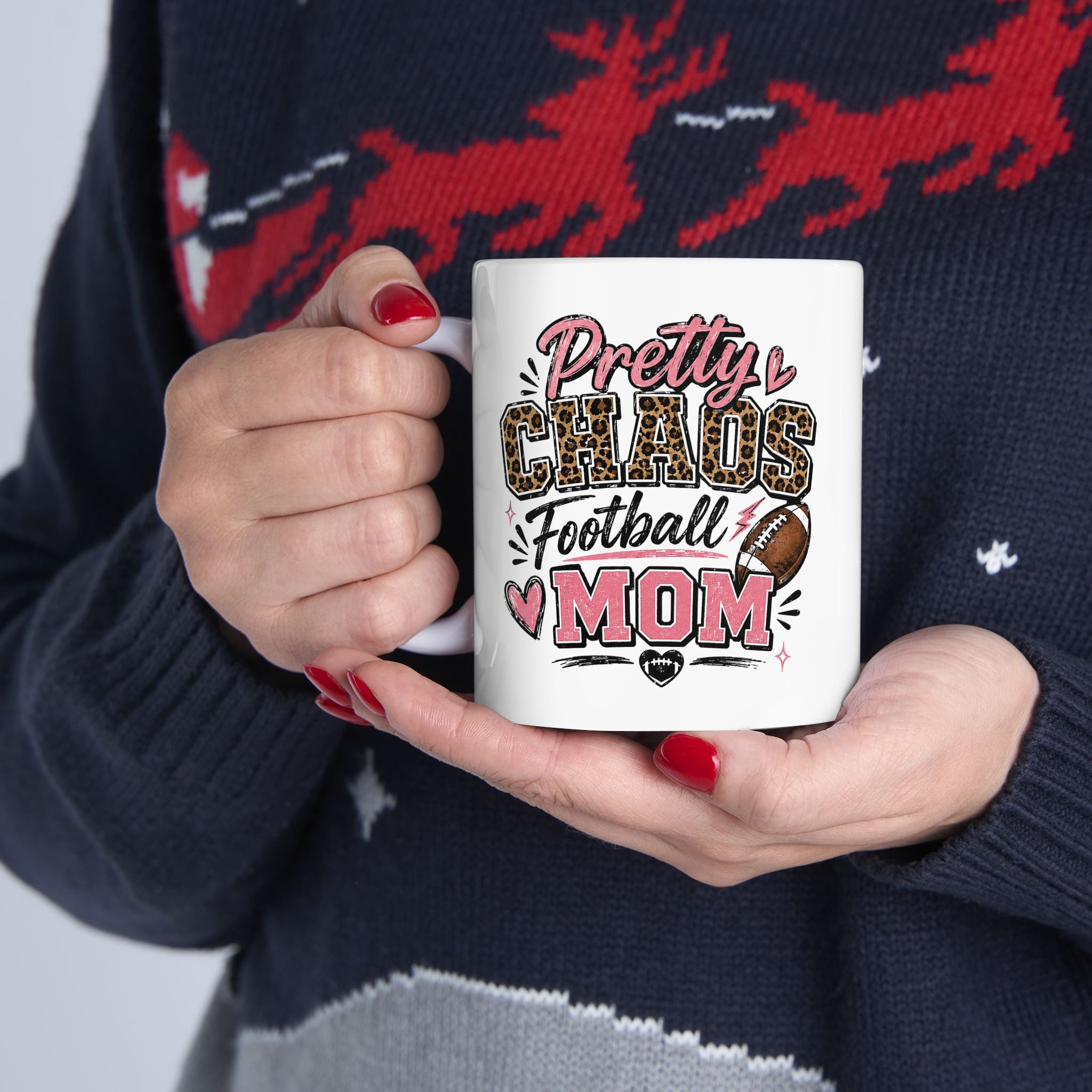 Ceramic Mug — "Pretty Chaos Football Mom" Coffee Mug