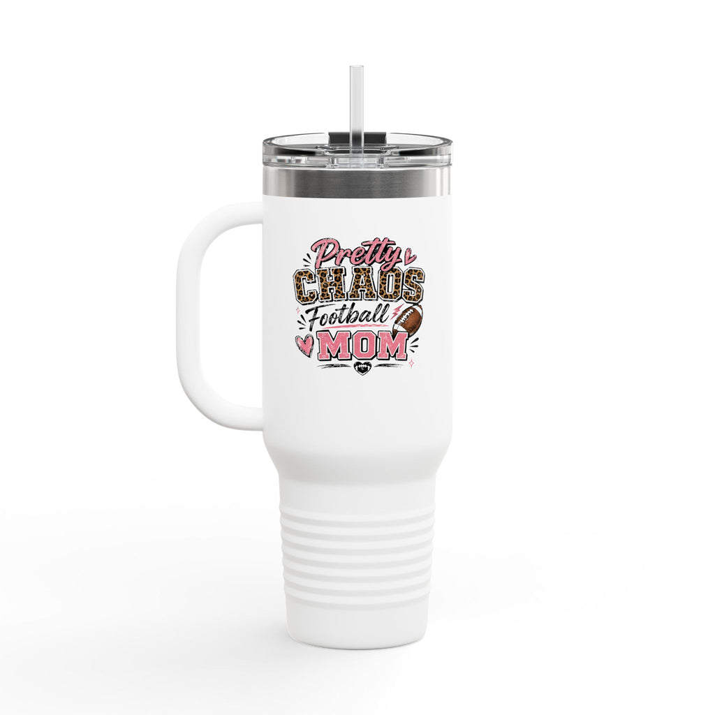Pretty Chaos Football Mom 40oz Insulated Travel Mug