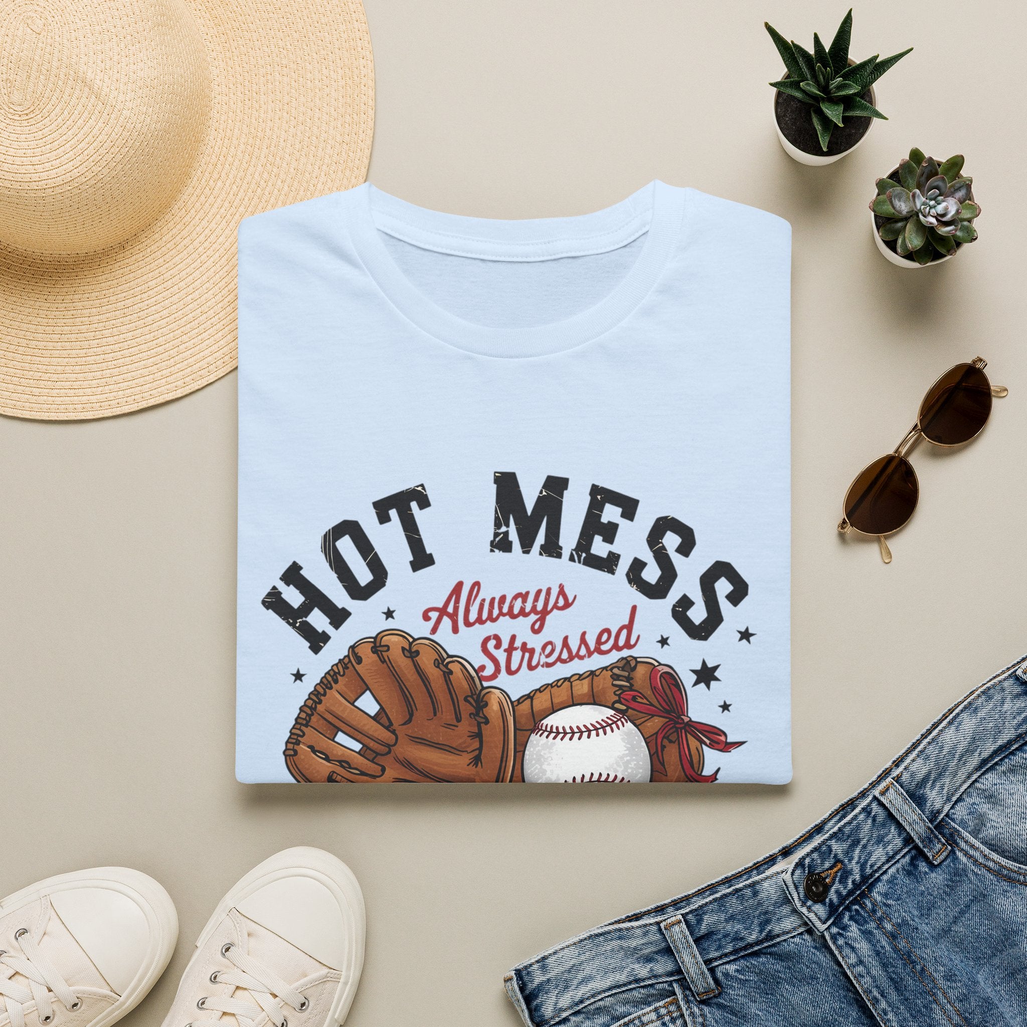Hot Mess Baseball Mom - Softstyle T-Shirt
