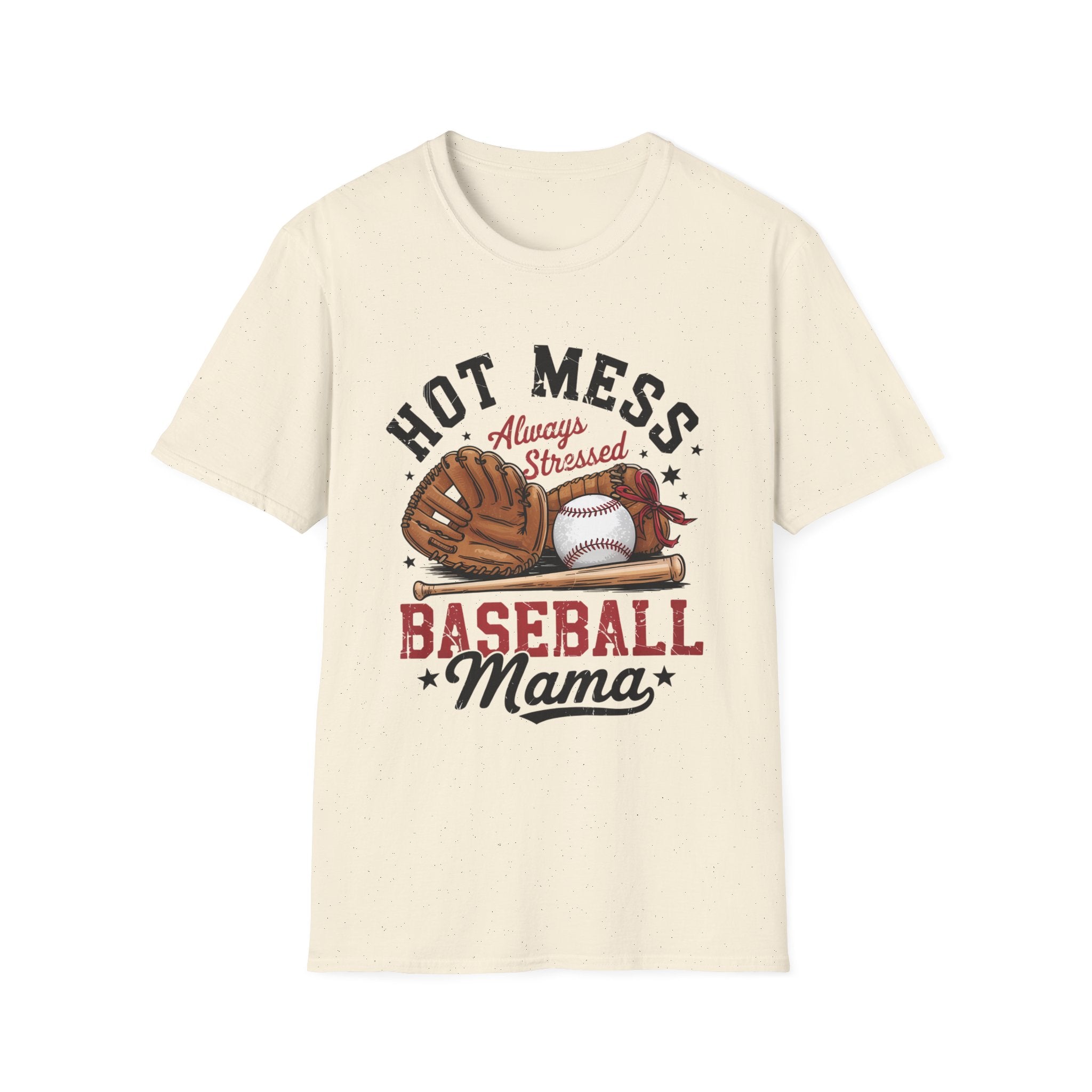 Hot Mess Baseball Mom - Softstyle T-Shirt