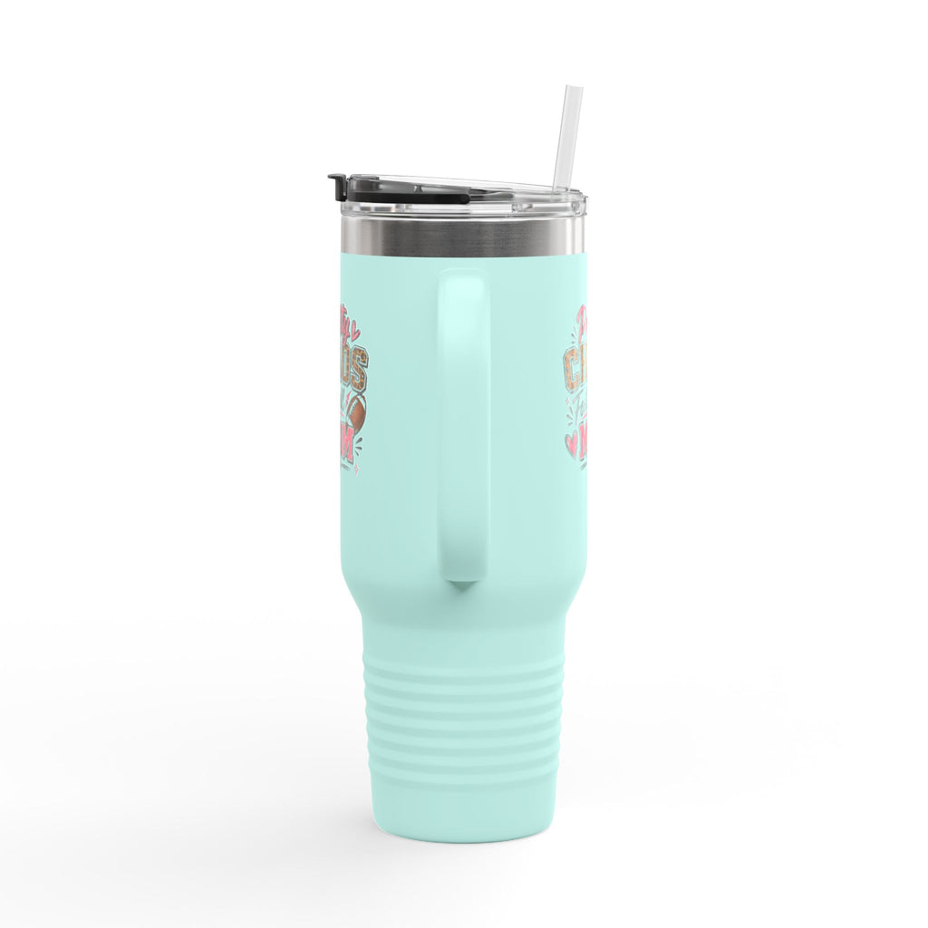 Pretty Chaos Football Mom 40oz Insulated Travel Mug
