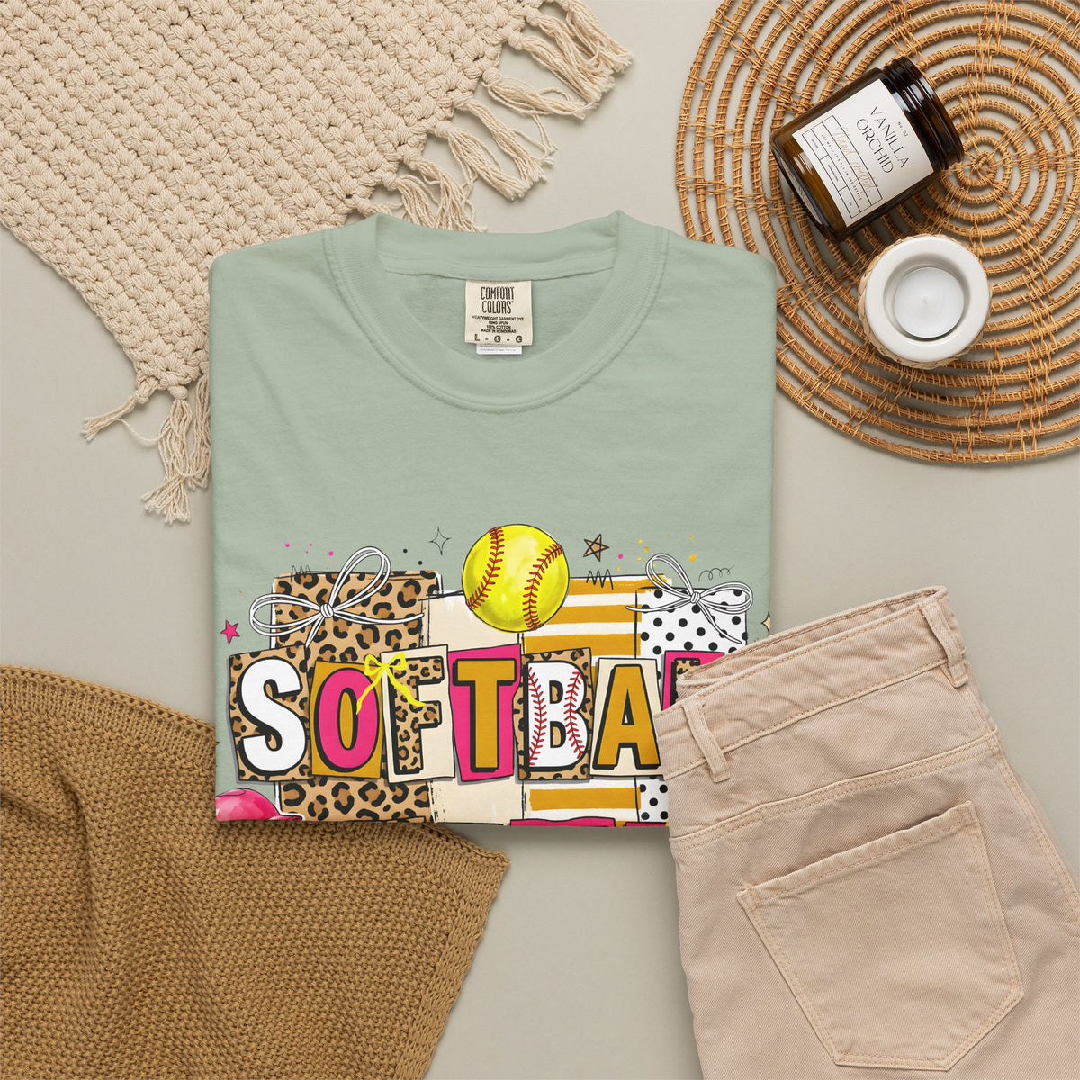 Softball Mama leopard block T-shirt