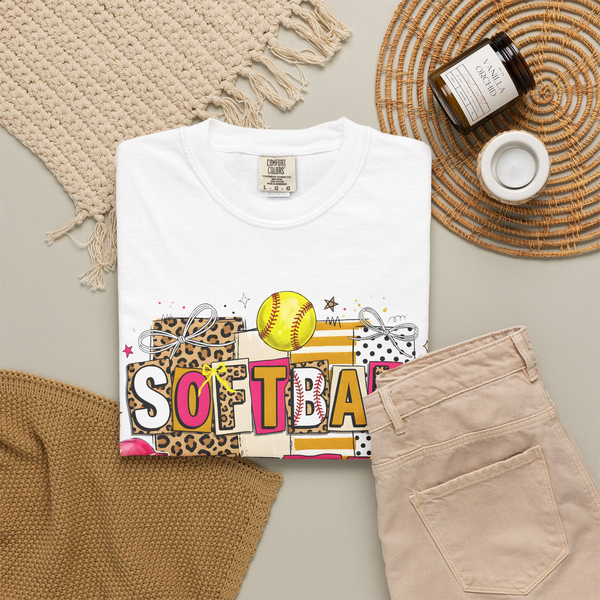 Softball Mama leopard block T-shirt