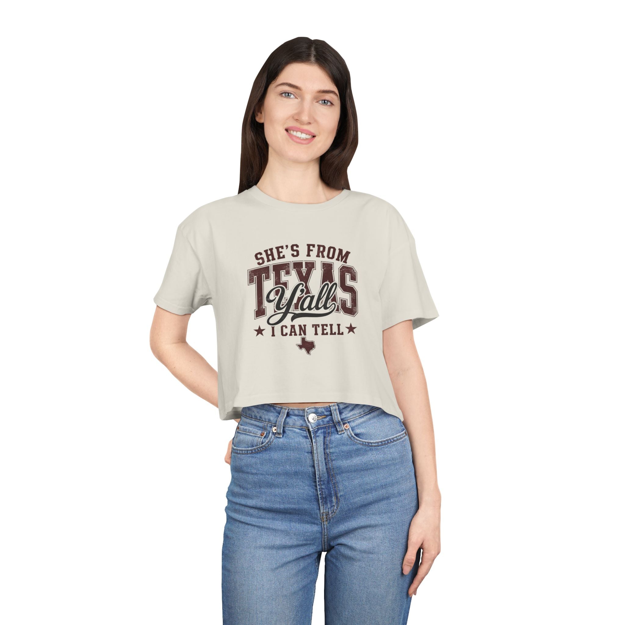 She’s From Texas - Maroon Crop Tee