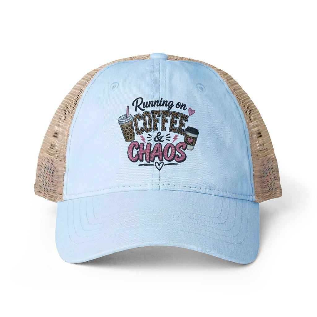 "Running On Coffee & Chaos" Mesh Hat