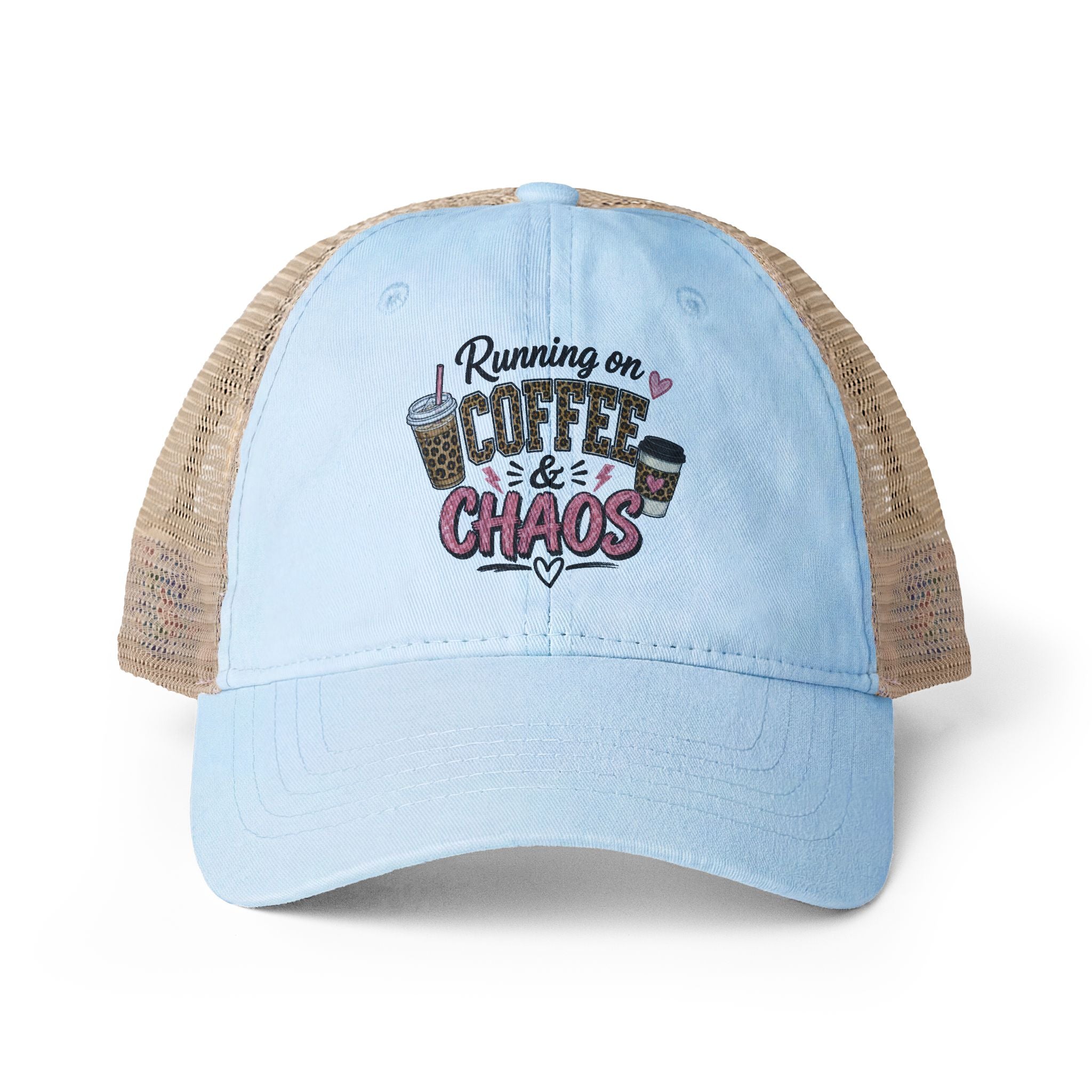 "Running On Coffee & Chaos" Mesh Hat