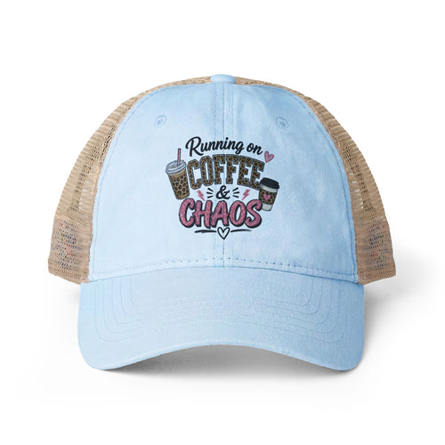 "Running On Coffee & Chaos" Mesh Hat