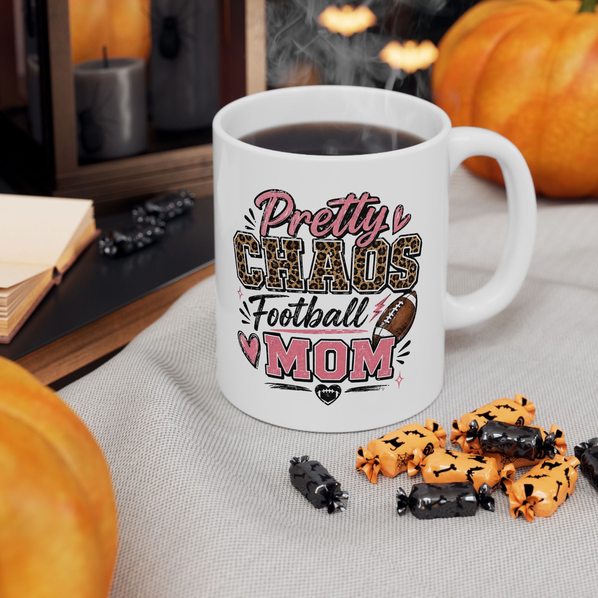 Ceramic Mug — "Pretty Chaos Football Mom" Coffee Mug