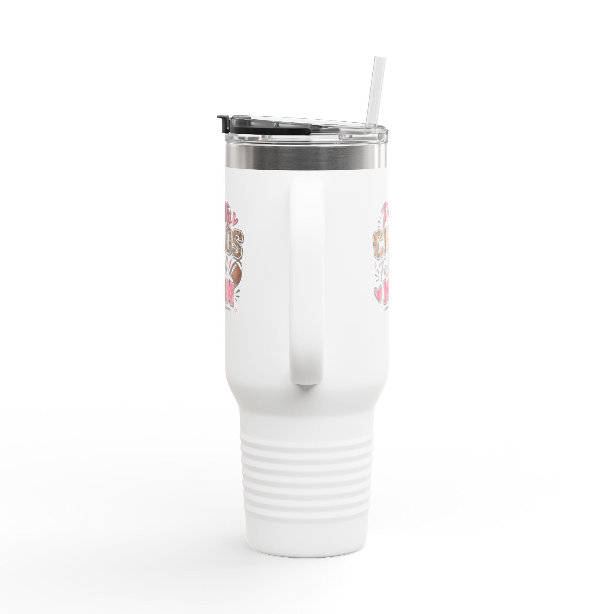 Pretty Chaos Football Mom 40oz Insulated Travel Mug