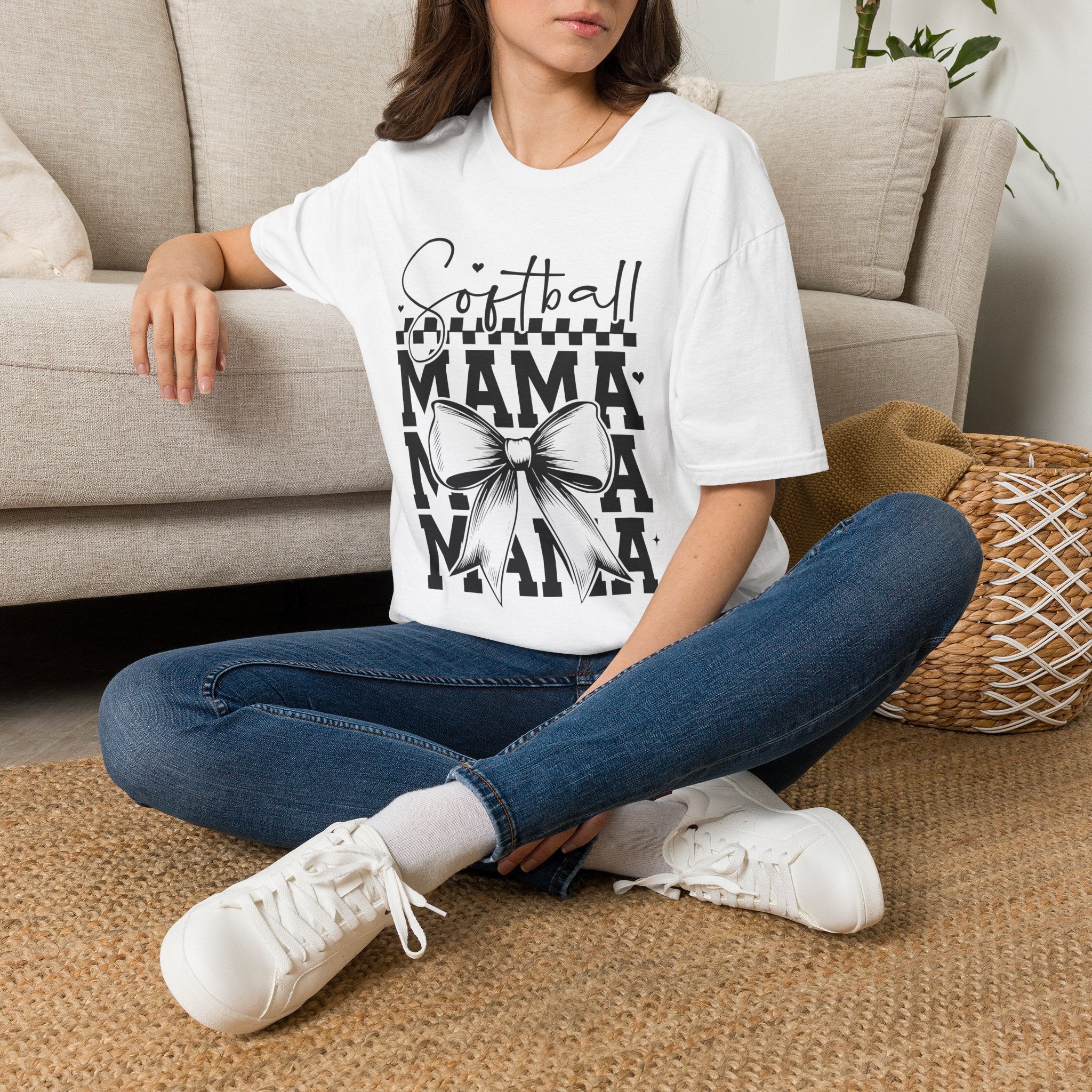 Bow tie Softball Mama - Softstyle T-Shirt