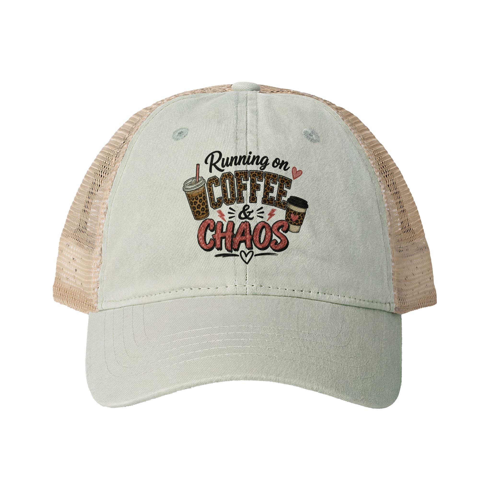 "Running On Coffee & Chaos" Mesh Hat