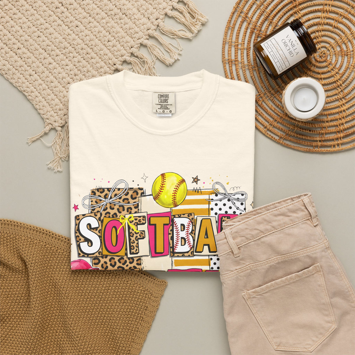 Softball Mama leopard block T-shirt