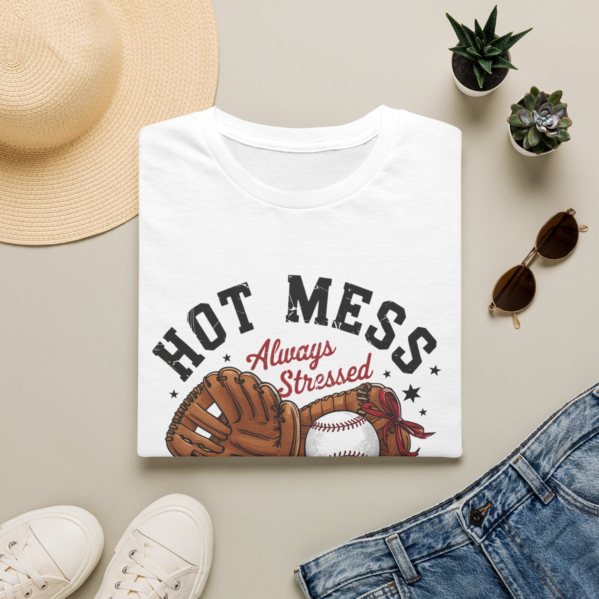Hot Mess Baseball Mom - Softstyle T-Shirt
