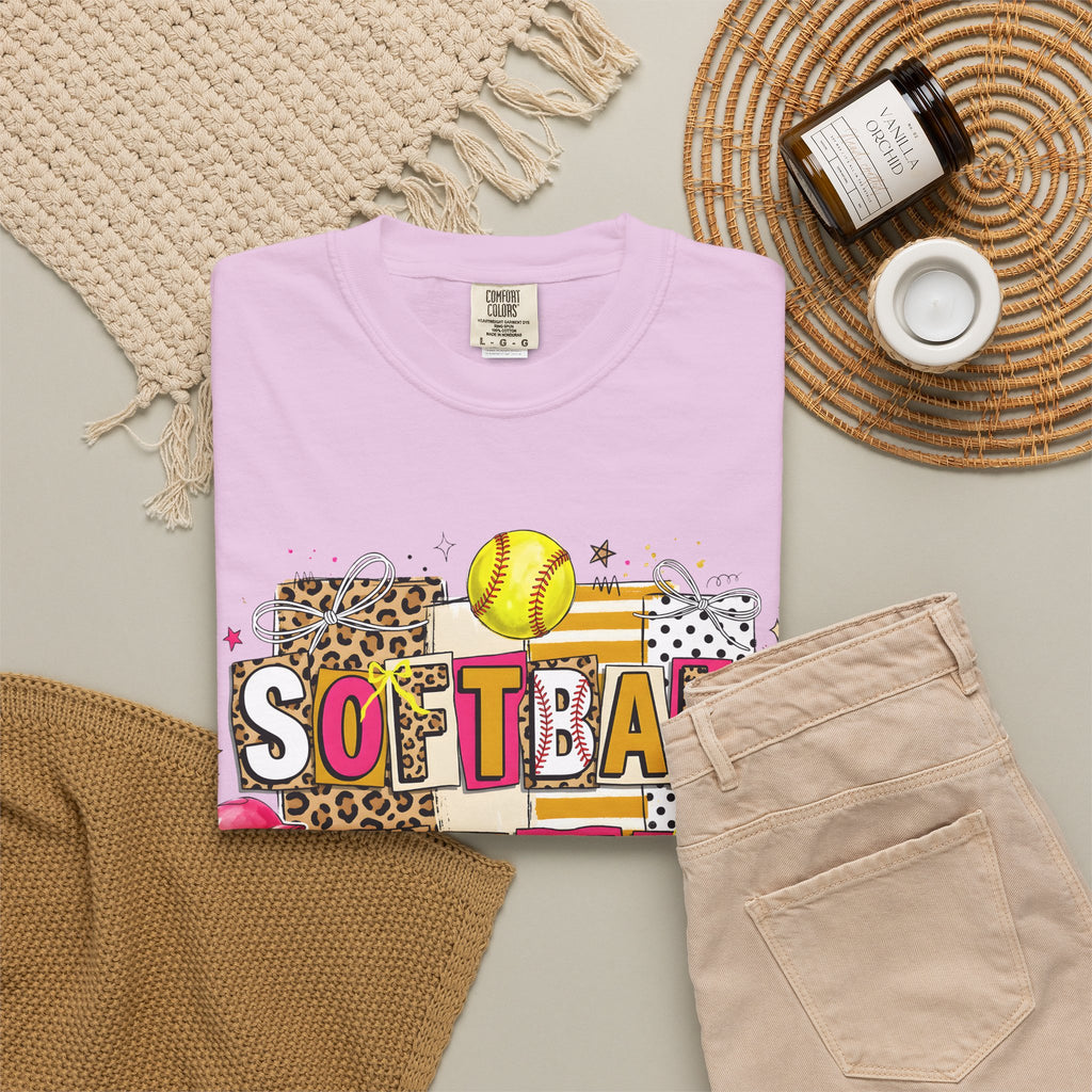 Softball Mama leopard block T-shirt