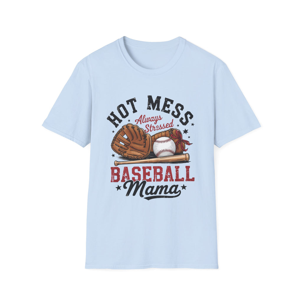 Hot Mess Baseball Mom - Softstyle T-Shirt