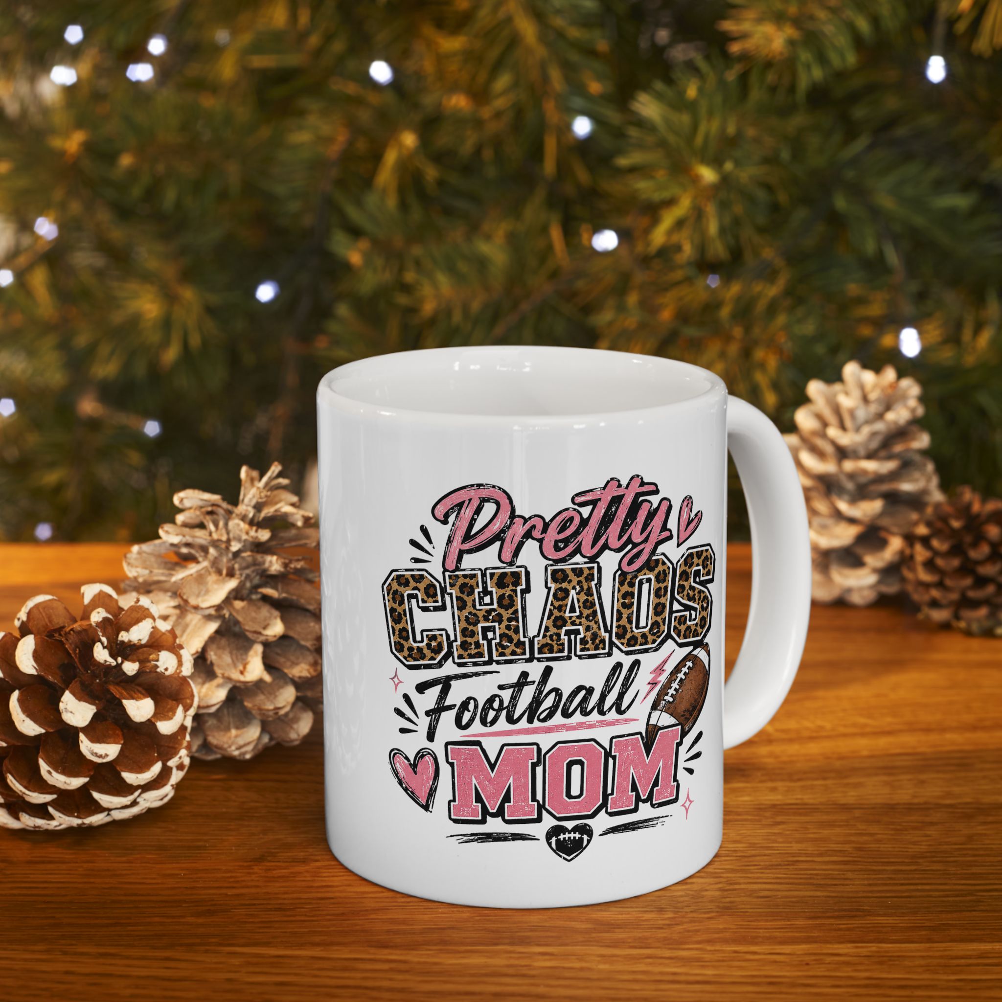 Ceramic Mug — "Pretty Chaos Football Mom" Coffee Mug