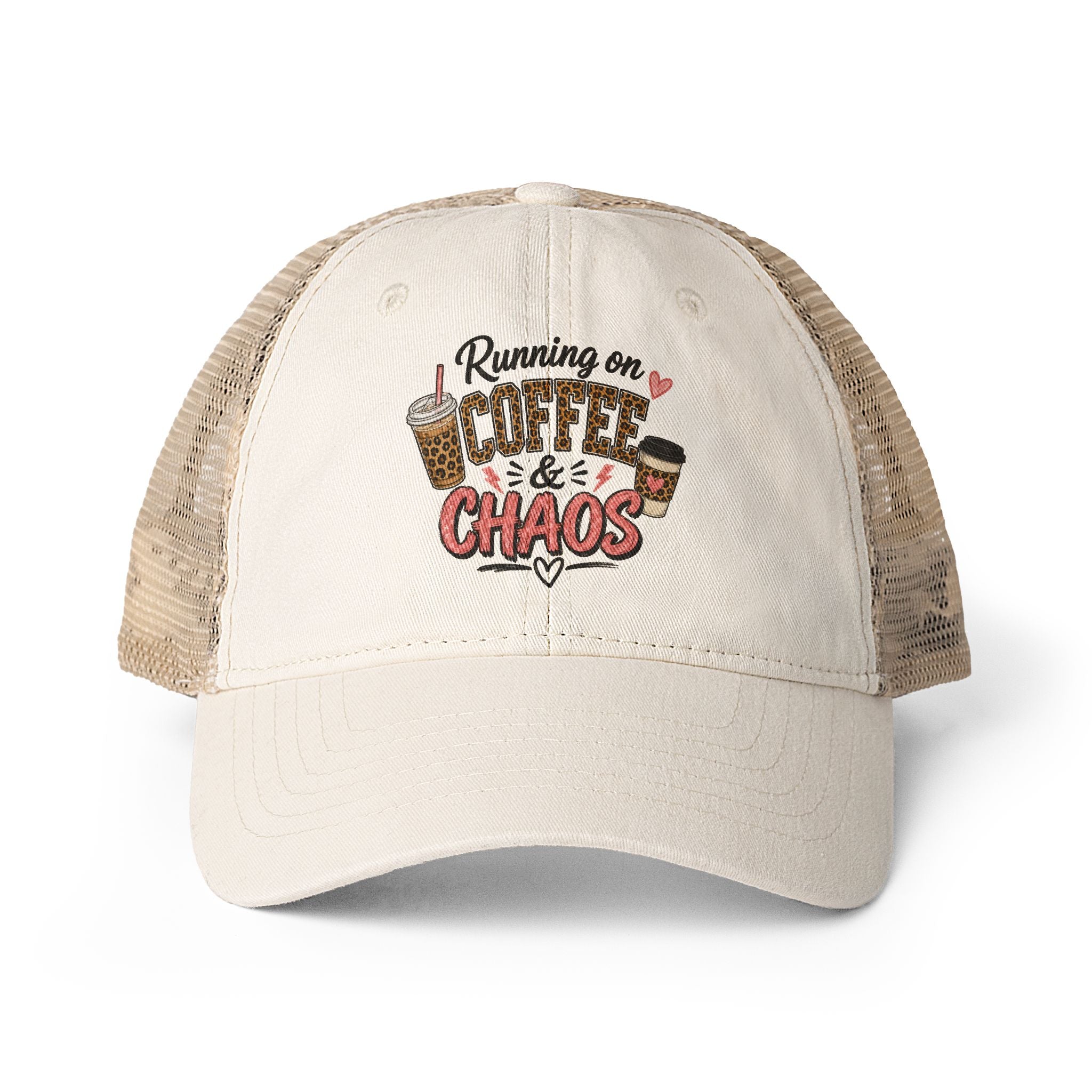 "Running On Coffee & Chaos" Mesh Hat