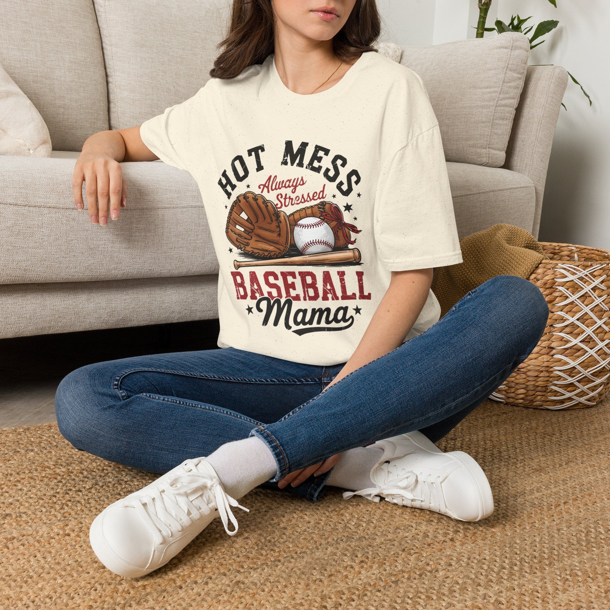 Hot Mess Baseball Mom - Softstyle T-Shirt