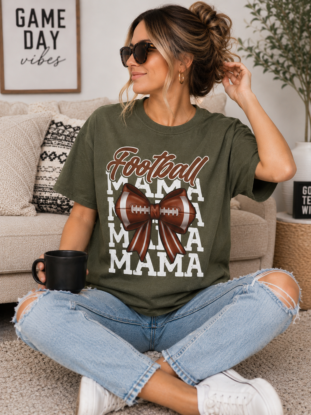 Football Mama x4 - Softstyle T-Shirt