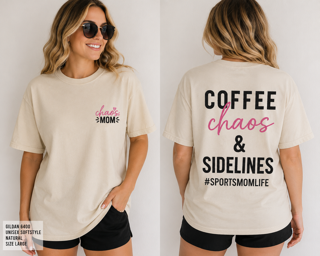 Coffee, Chaos & Sidelines - Softstyle T-Shirt