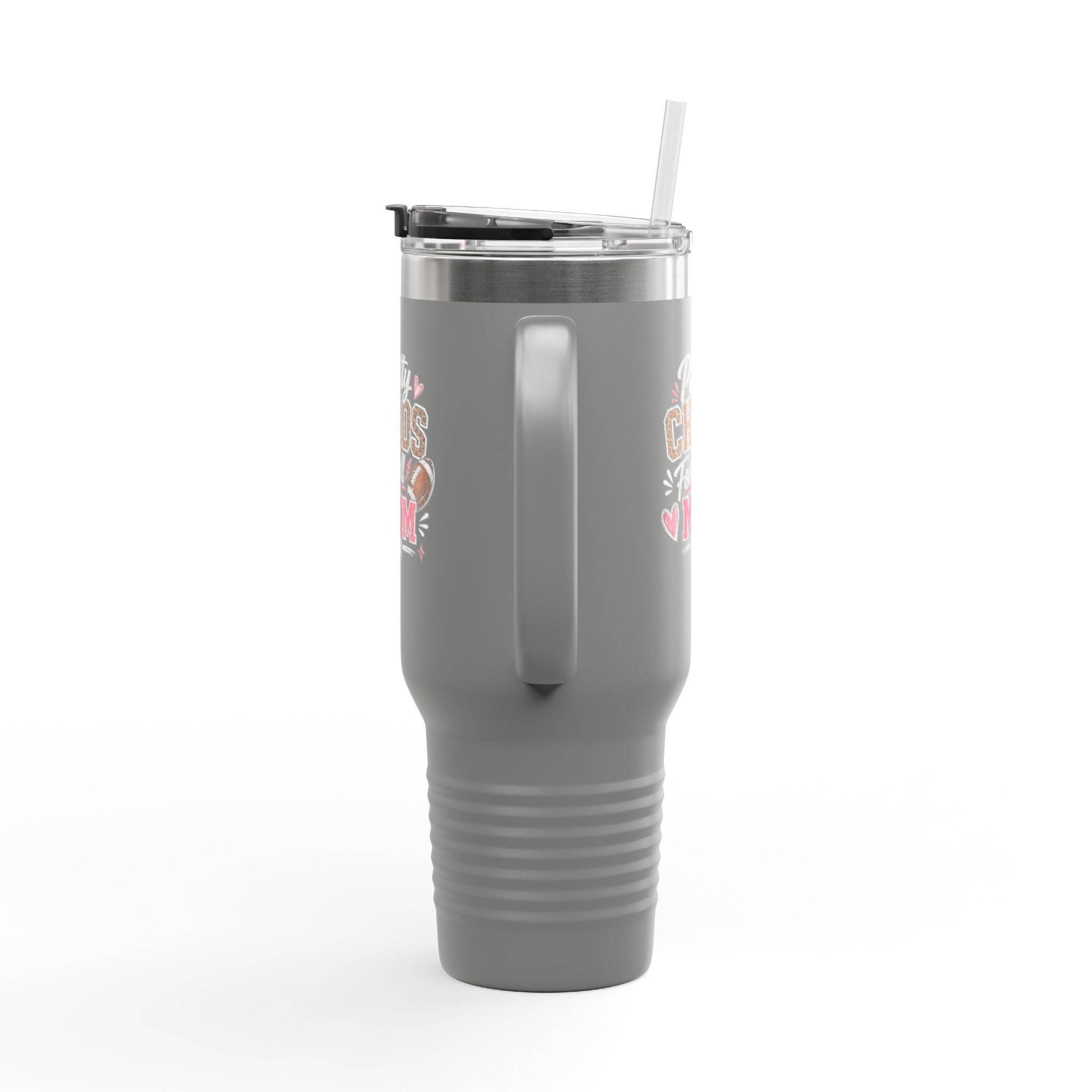 40oz Insulated Travel Mug — "Pretty Chaos Football Mom" Stainless Tumbler