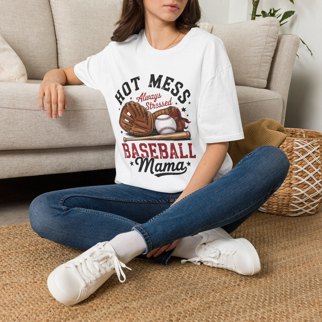 Hot Mess Baseball Mom - Softstyle T-Shirt
