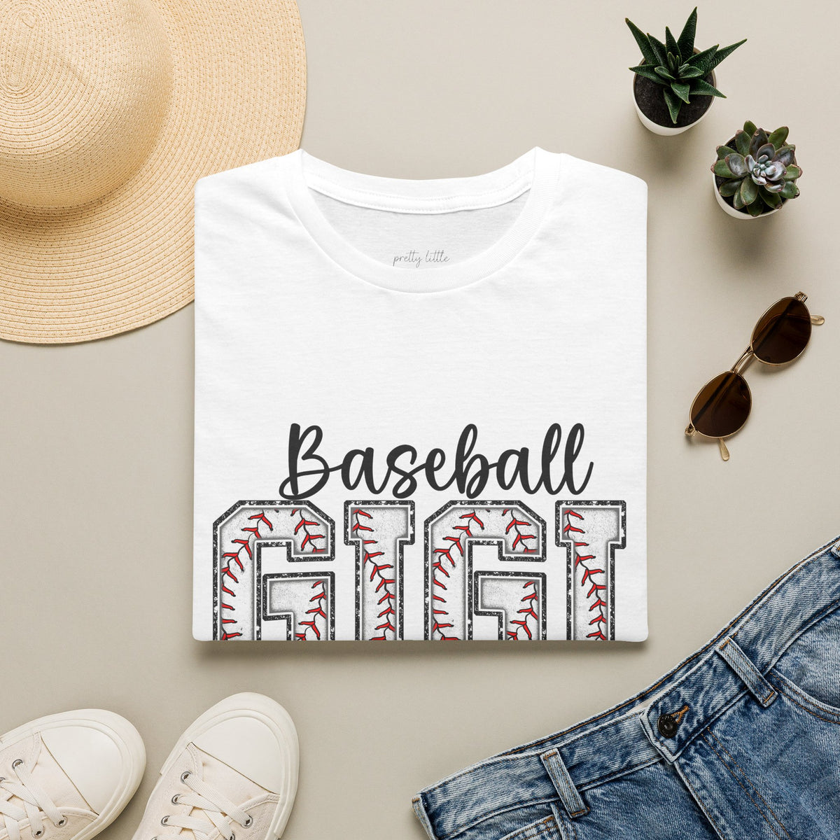 Baseball GiGi stitch letter tee