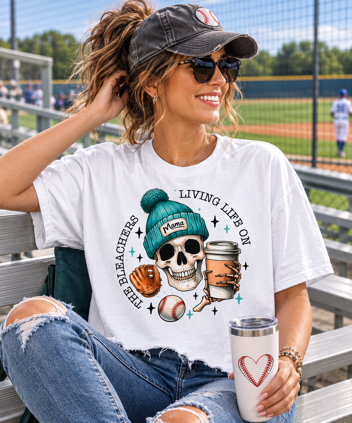 Living life on the Bleachers - Vintage Wash Boxy Distressed Hem T-Shirt
