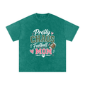 Pretty Chaos Football Mom- Snow Washed Oversized Cotton T-Shirt