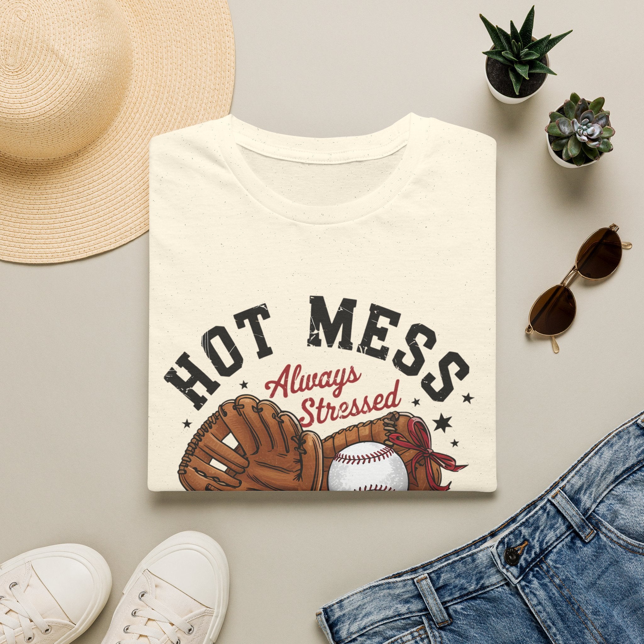 Hot Mess Baseball Mom - Softstyle T-Shirt