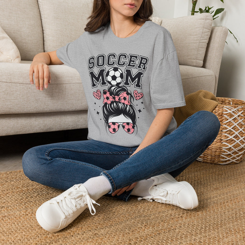Soccer Mom Hair in Bun - Softstyle T-Shirt