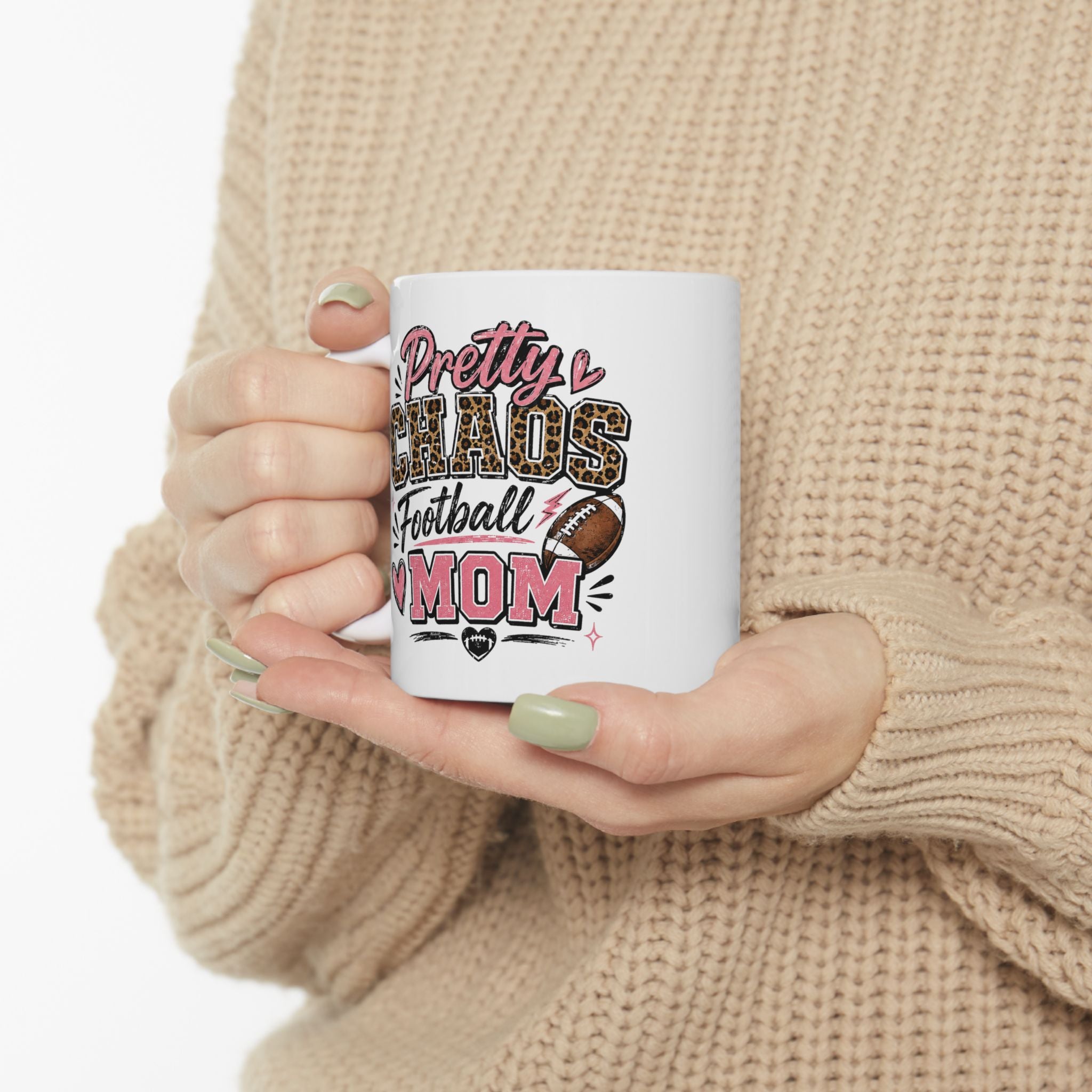 Ceramic Mug — "Pretty Chaos Football Mom" Coffee Mug