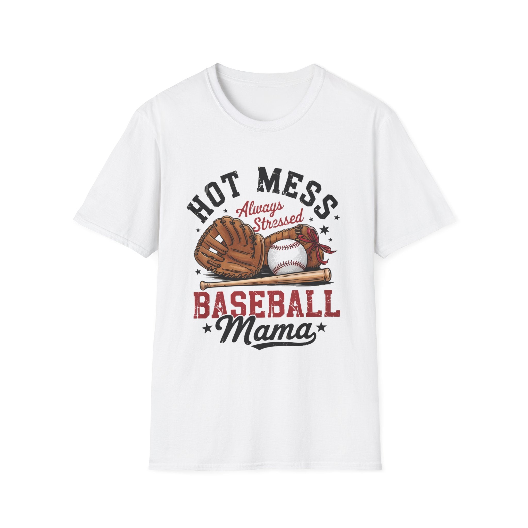 Hot Mess Baseball Mom - Softstyle T-Shirt