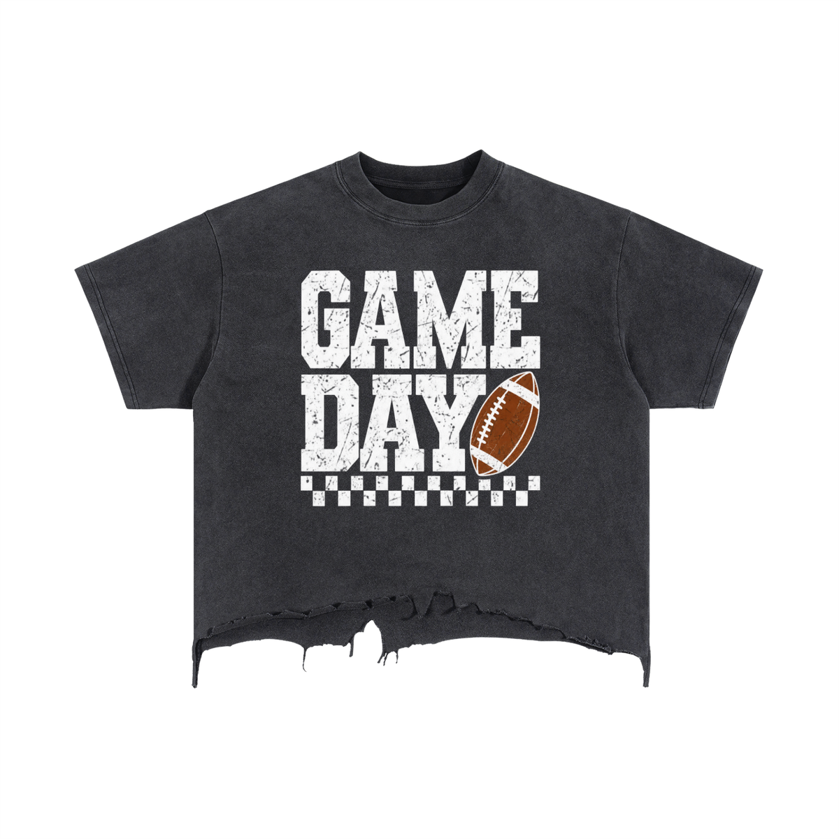 GAME DAY - Vintage Wash Boxy Distressed Hem T-Shirt