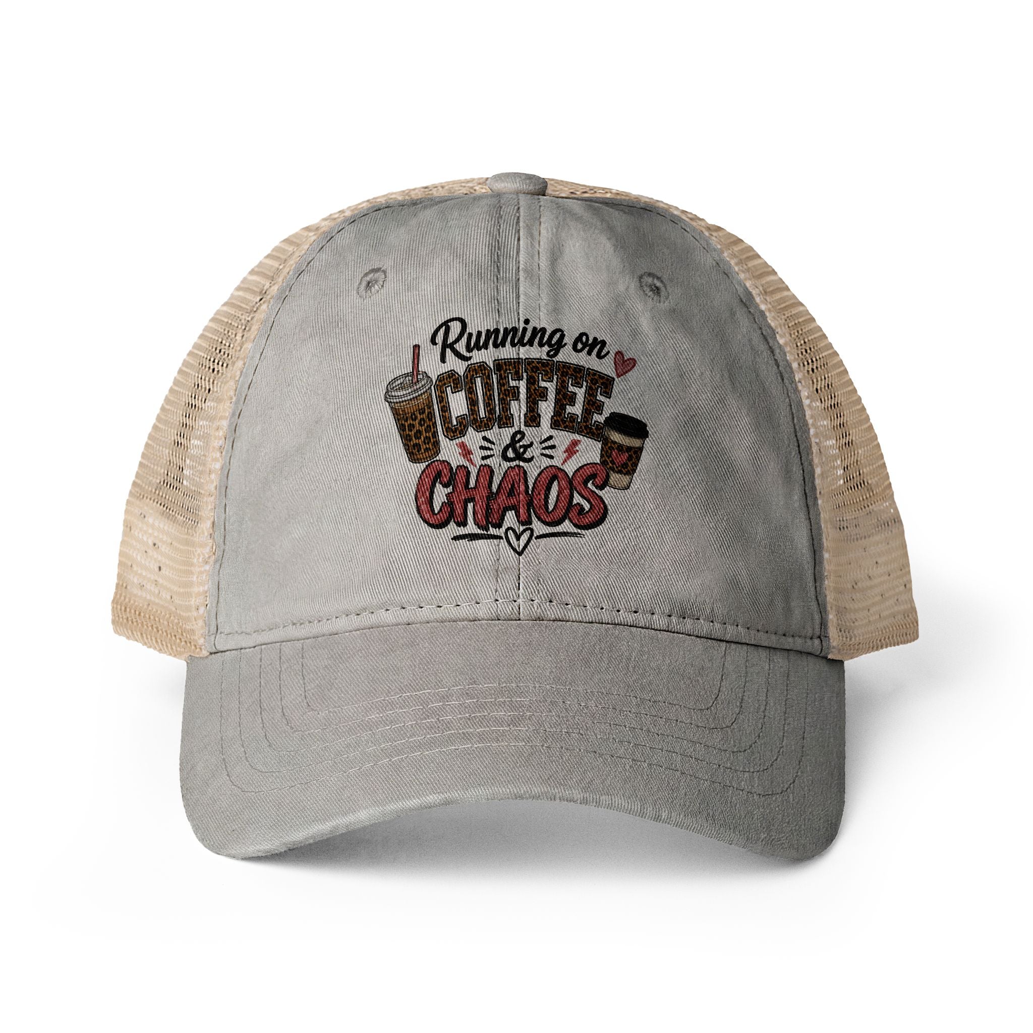 "Running On Coffee & Chaos" Mesh Hat