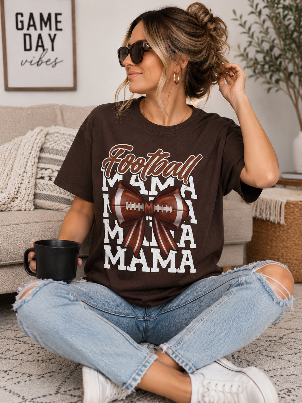 Football Mama x4 - Softstyle T-Shirt