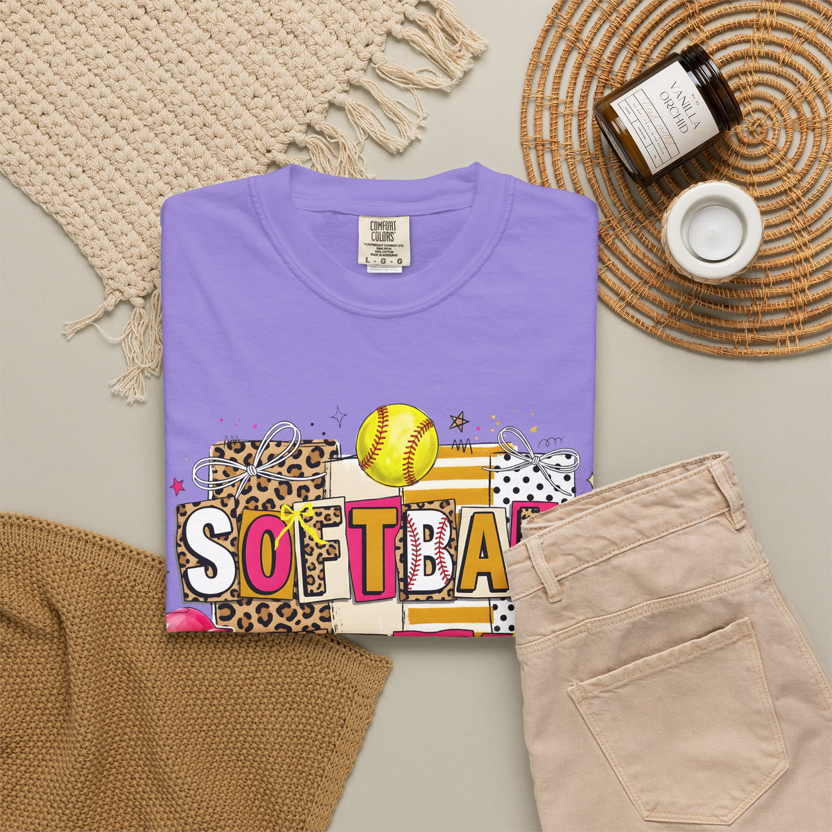 Softball Mama leopard block T-shirt