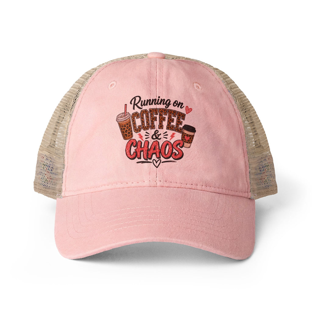 "Running On Coffee & Chaos" Mesh Hat