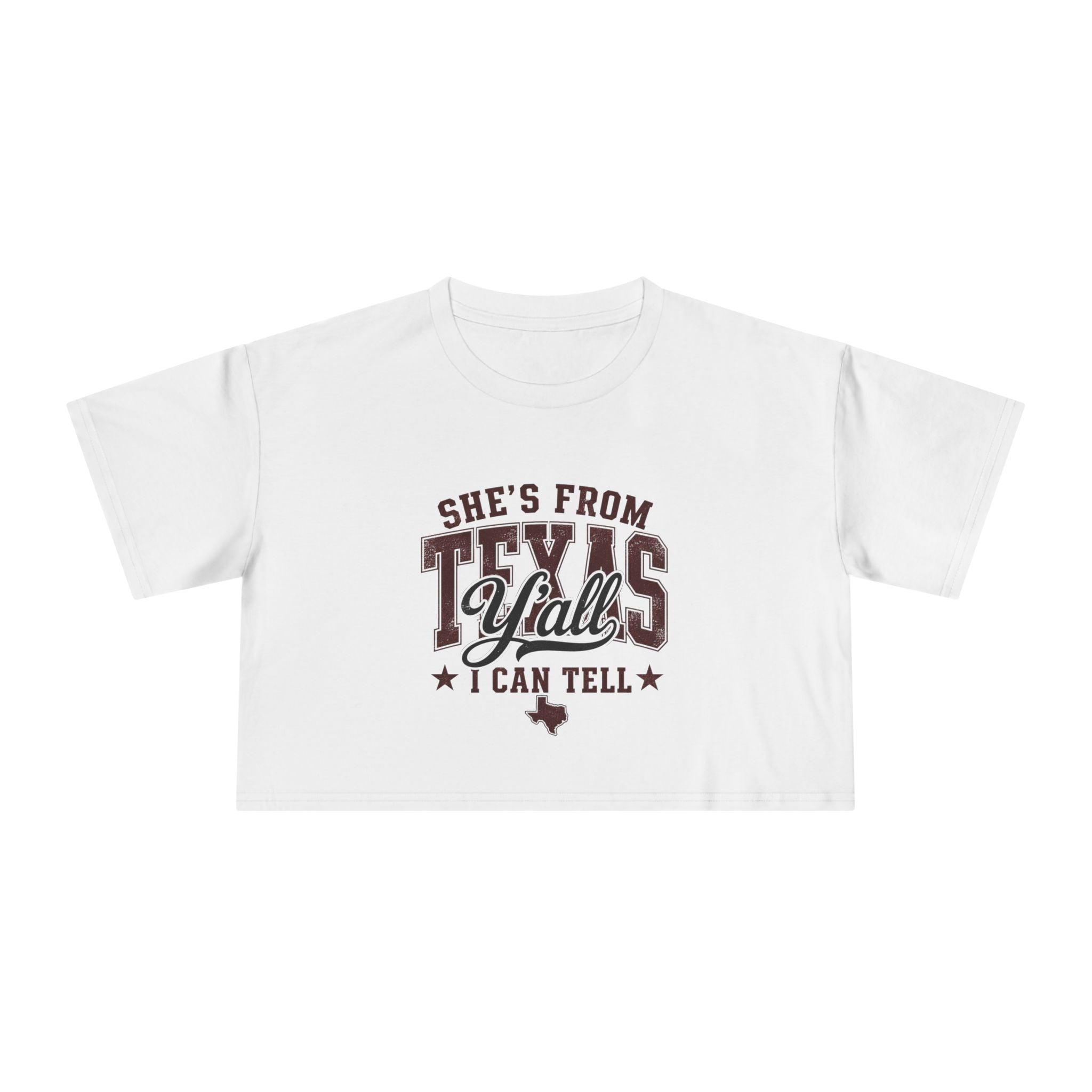 She’s From Texas - Maroon Crop Tee