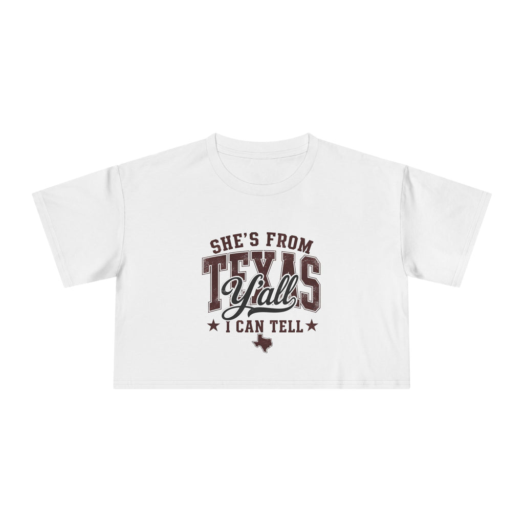 She’s From Texas - Maroon Crop Tee