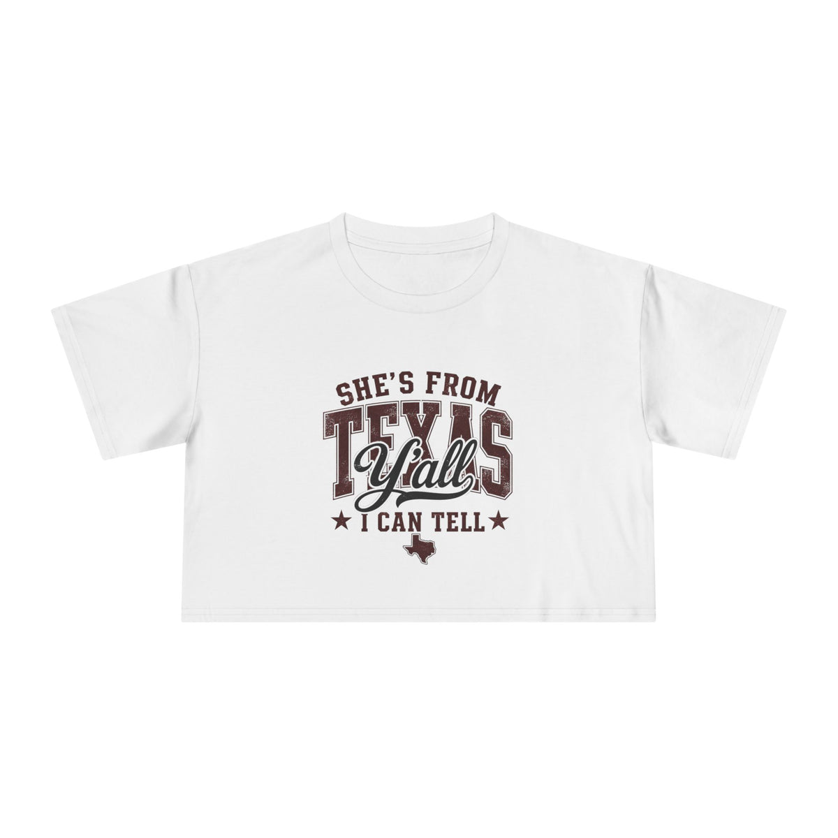 She’s From Texas - Maroon Crop Tee