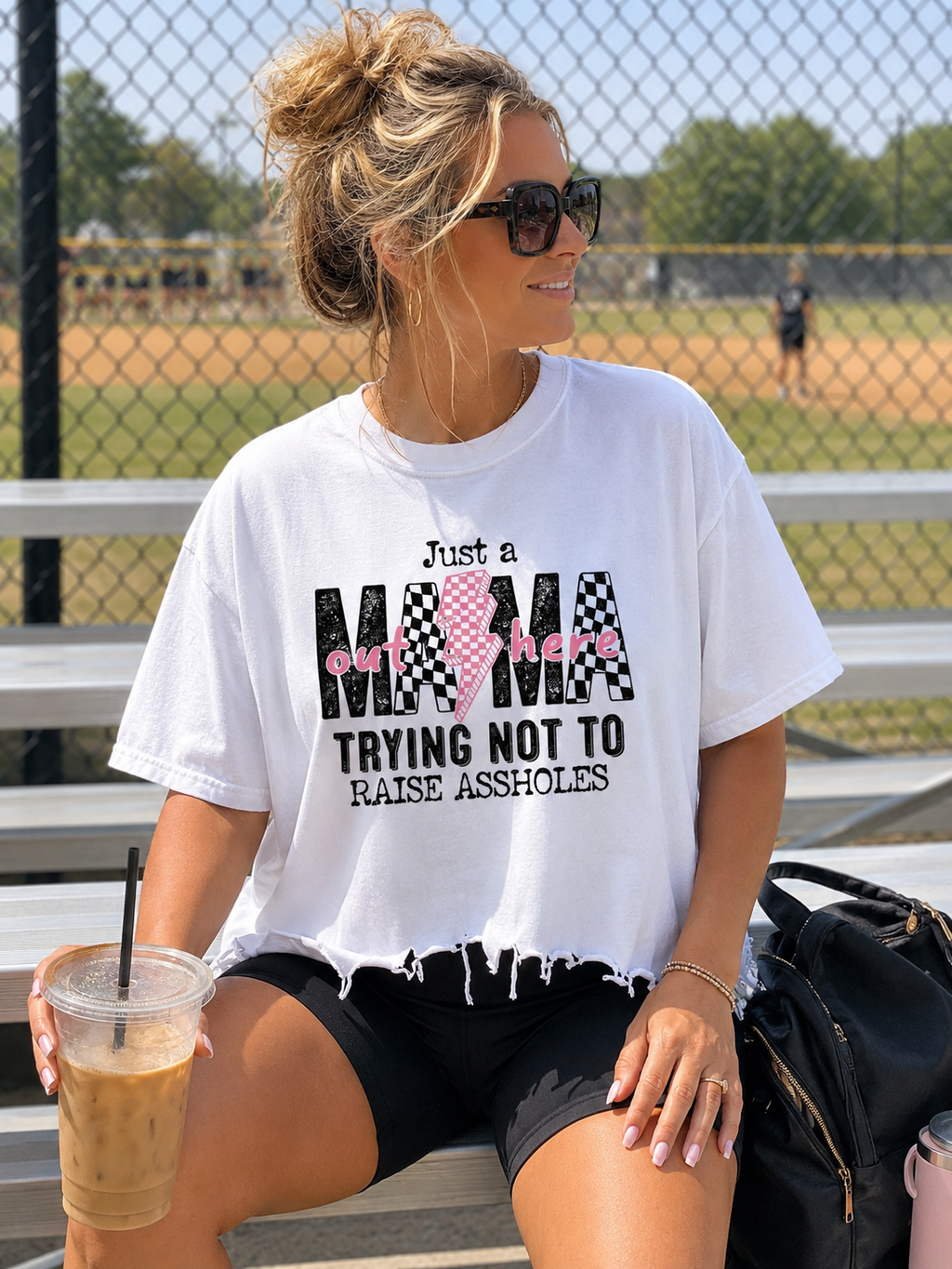 Just A Mama - Vintage Wash Boxy Distressed Hem T-Shirt