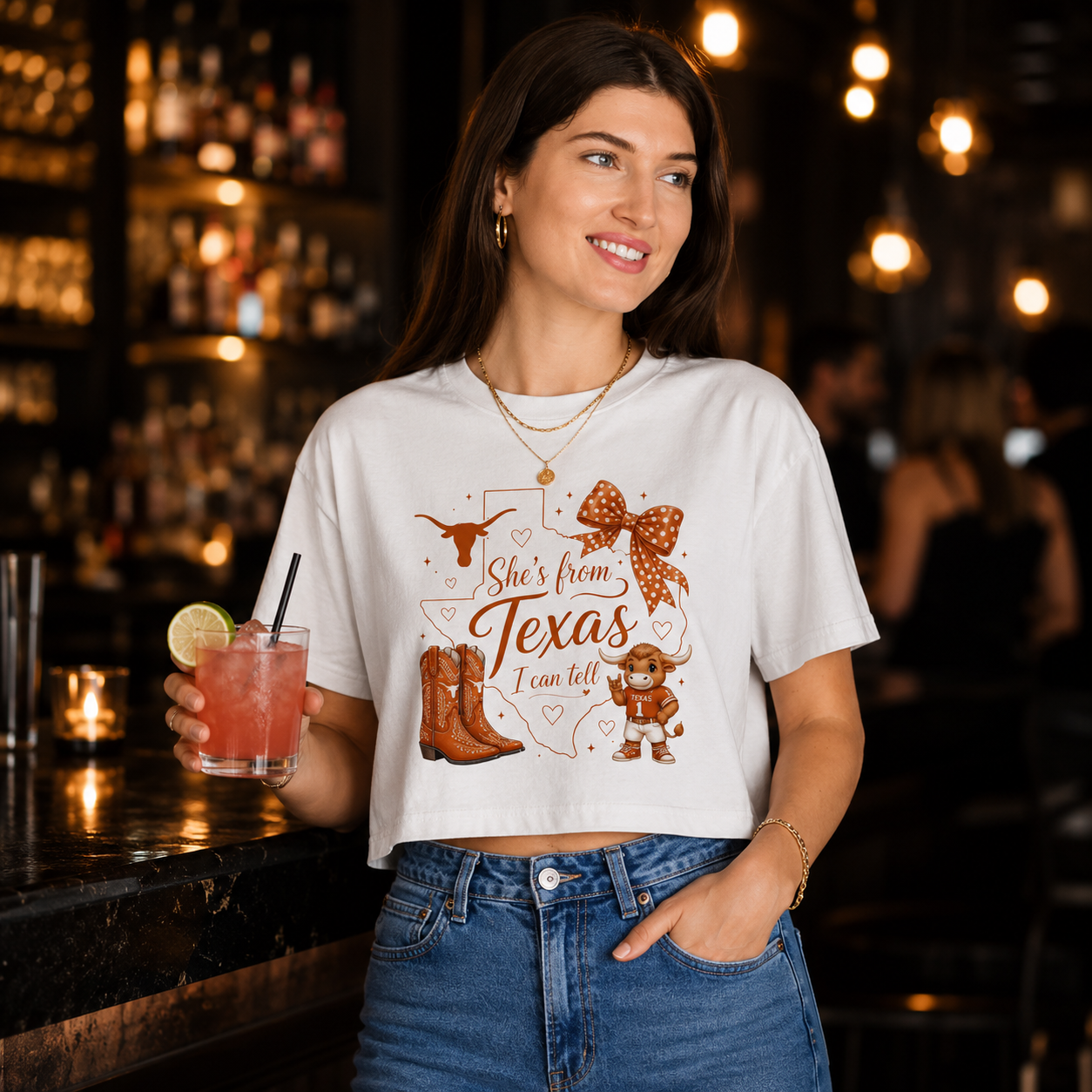 She’s from Texas I can tell - Texas Style Crop Tee