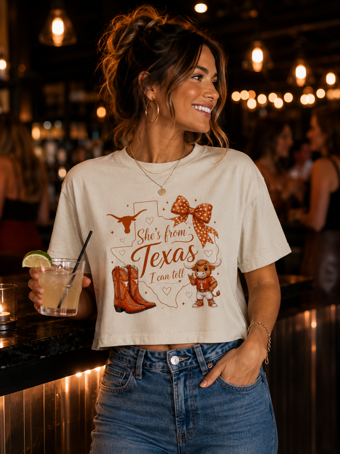 She’s from Texas I can tell - Texas Style Crop Tee