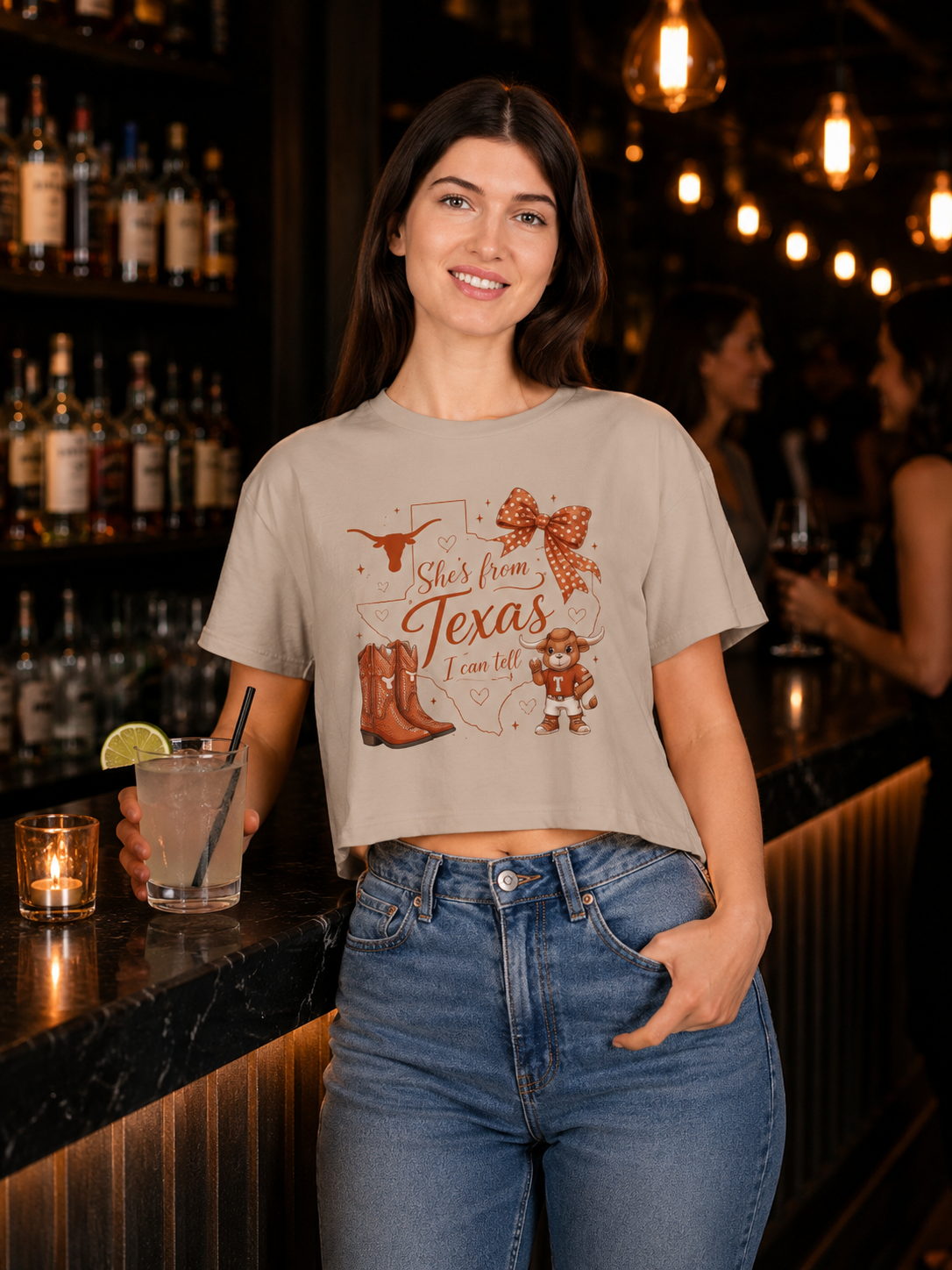 She’s from Texas I can tell - Texas Style Crop Tee