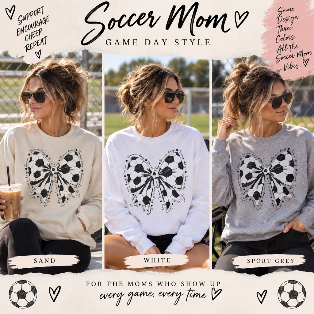 Soccer ball bow crewneck sweatshirt
